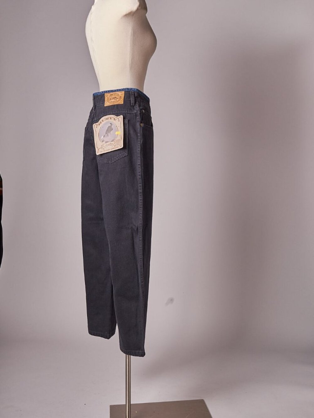 1990s Black and Blue Trim Rusty Surf Skateboarding Jeans Pants